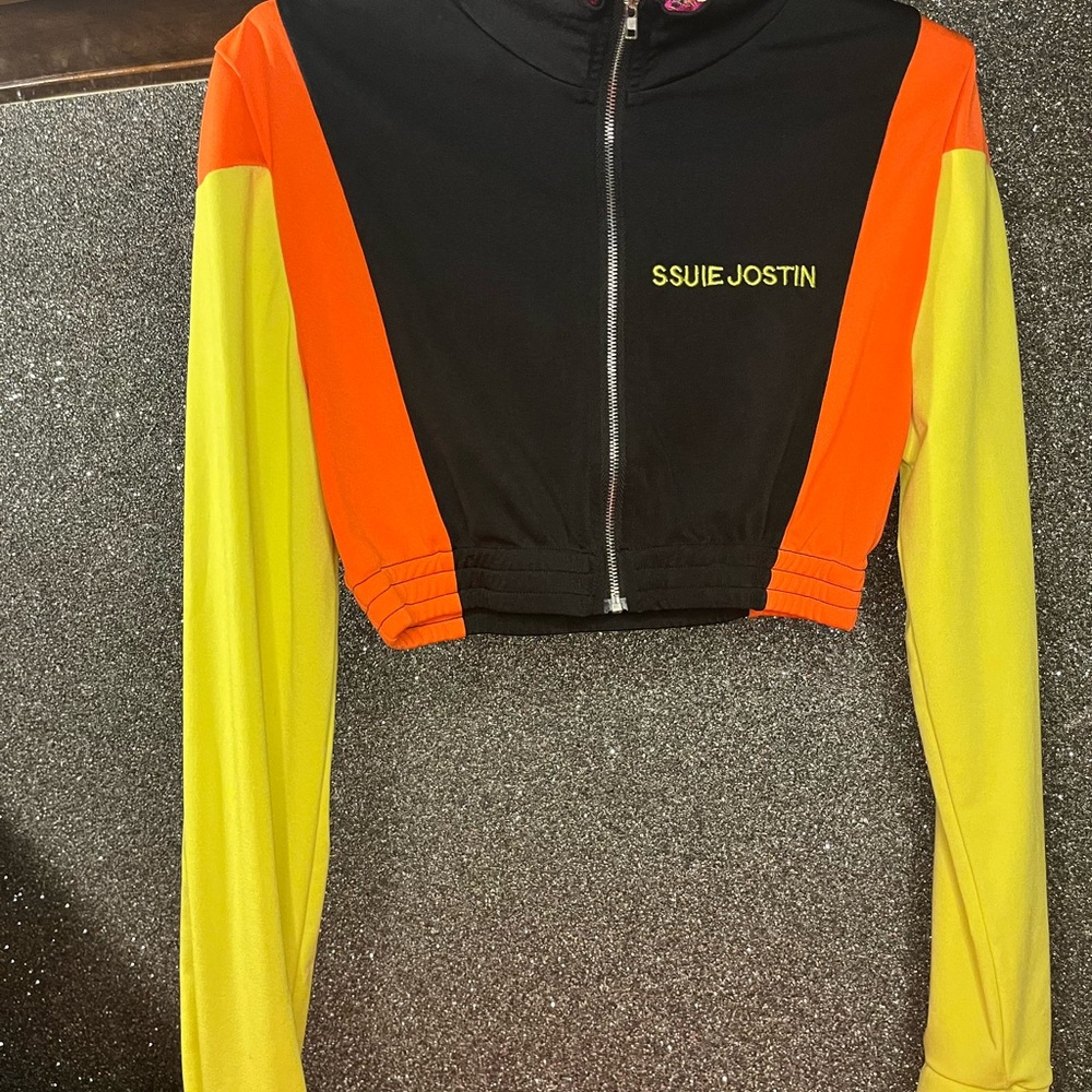 Colorful Cropped Jacket with Zip